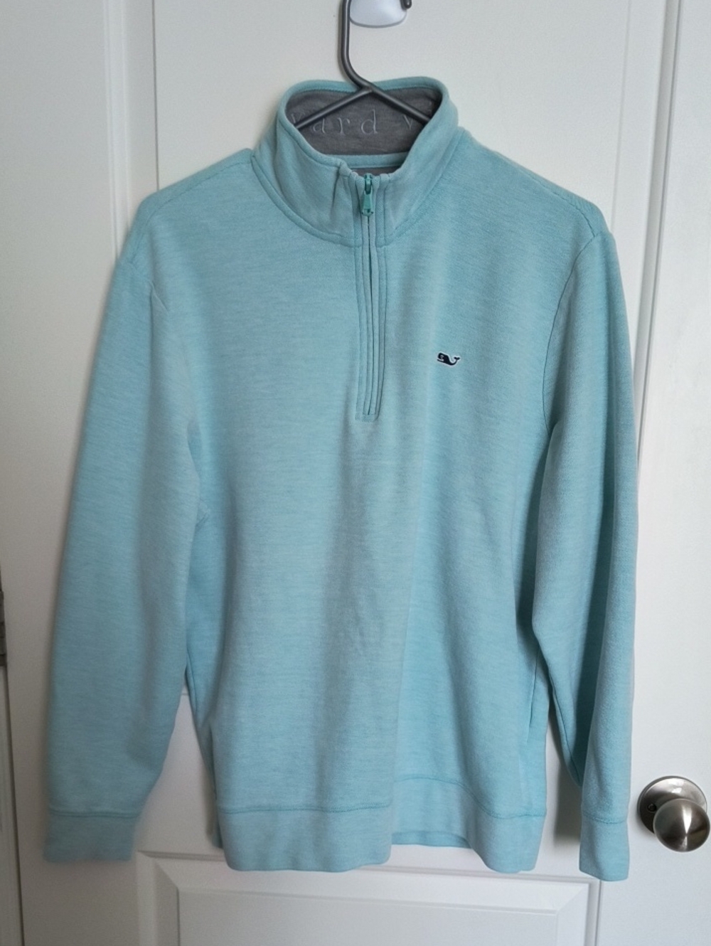 Vineyard Vines Soft Turquoise Blue Quarter Zip Sweater